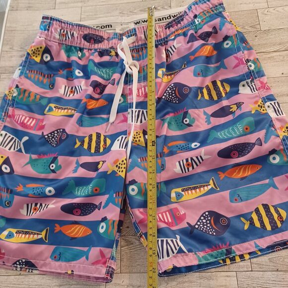 Wes And Willy Swim Shorts Trunks Mens Large Multicolor Pull On Drawstring Beach - Picture 4 of 8